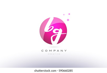 bg b g  sphere pink 3d alphabet company letter combination logo hand writting written design vector icon template 