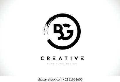 BG Circular Letter Logo with Circle Brush Design and White Background.