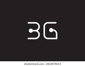 BG Circular Letter Logo with Circle Brush Design and Black Background.