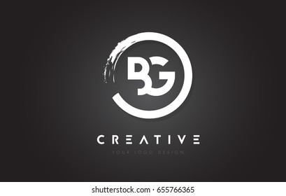 Logotipo de letra circular BG con diseño de pincel circular y fondo negro.