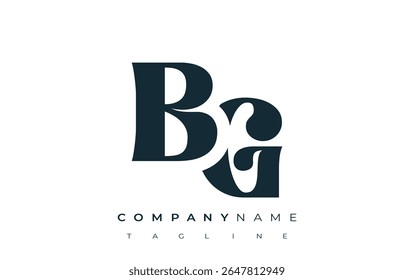 BG Creative Abstract Typography Logo Design (em inglês). Logotipo elegante que combina tipografia arrojada e formas criativas, ideal para soluções de marca e identidade.