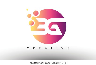 BG Dots Bubbles Letters in a Circle. BG Letter Design Logo with Purple Orange Colors Vector Illustration.