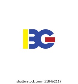 BG flat initial letter logo combining yellow blue red