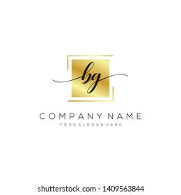 BG handwriting initial logo template vector.