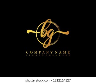 BG initial handwriting logo circle template vector
