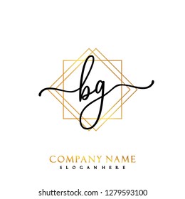 BG Initial Handwriting logo template vector