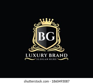 BG Letra inicial Oro caligrafía caligráfica femenina floral mano trenzada heráldica monograma antiguo estilo vintage diseño logo de lujo estilo antiguo.