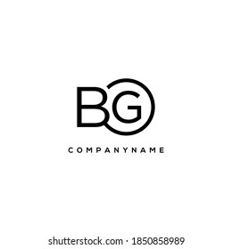 BG Initial letter logo inside circle shape inside rounded black monogram