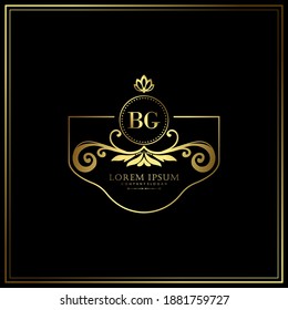 BG Initial Letter Luxury Logo template in vector art for Restaurant, Royalty, Boutique, Cafe, Hotel, Heraldic, Jewelry, Fashion and other vector illustration.