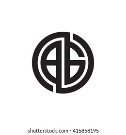 BG initial letters linked circle monogram logo