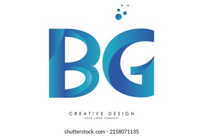 BG Initial Letters Logo Design with overlapping linked folds blue Colors.