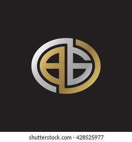 BG initial letters looping linked ellipse elegant logo golden silver black background