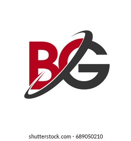 BG initial logo company name colored red and black swoosh design, isolated on white background. vector logo for business and company identity.
