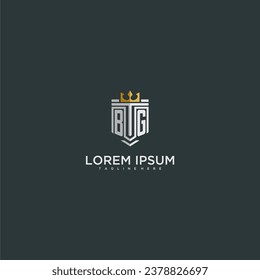 BG initial monogram for crown and shield logo design
