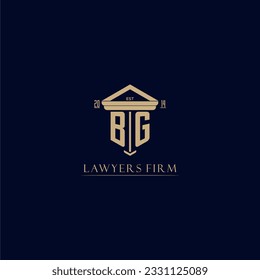 Logotipo inicial de la firma de abogados en monograma BG con diseño de hitos