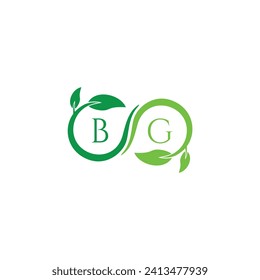 BG initial monogram letter for nature logo with leaf image design