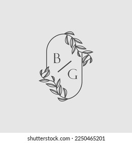 BG initial monogram wedding with creative oval line