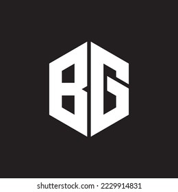 BG-Zeichen mit Buchstabenlogo in hexagonfarbenem, schwarzem Hintergrund, geeignet für Firmenlogos mit den Buchstaben B und G, für Druckereien, Elektronik, Handymarken und andere