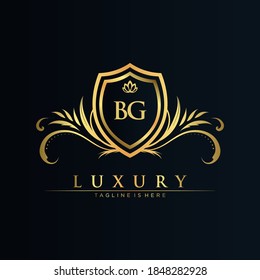 BG Letter Initial with Royal Template.elegant with crown logo vector, Creative Lettering Logo Vector Illustration.