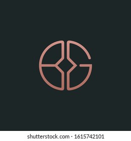 BG Letter Logo Design with circle Monogram Icon Vector Template.