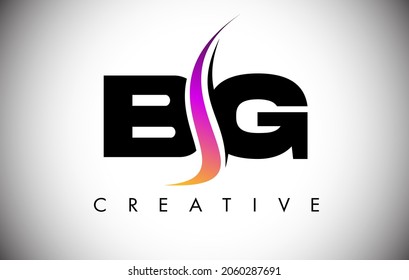 BG Letter Logo Design with Creative Shoosh and Modern Look Vector Illusttration. BG Letter Icon Logo with curved shape in the Middle
