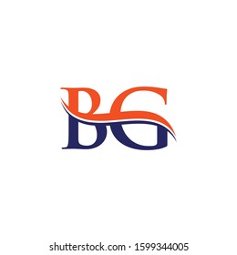 BG Letter Logo With Modern Wave Typography Vector Template. Creative Abstract Letter BG Logo Design.