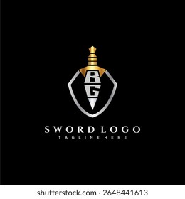 BG letter luxury monogram for shield and sword style image