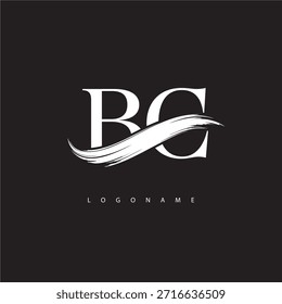 BG Letter Monogram Logo with Brush Stroke for Modern Brand Identity