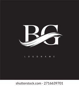 BG Letter Monogram Logo with Brush Stroke for Modern Brand Identity