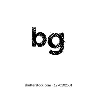 BG Letter Scratch Hand Drawn Chalk Effect Monogram Logotype