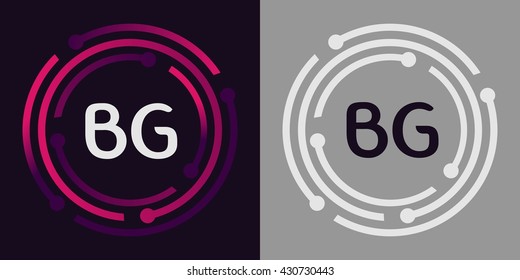 BG letters business logo icon design template elements in abstract background logo, design identity in circle, alphabet letter