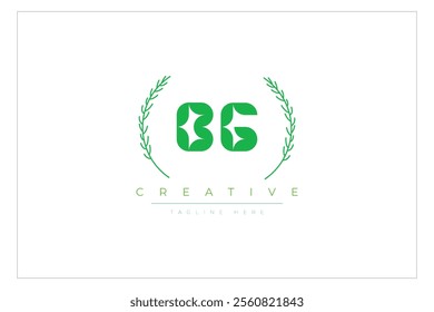 BG letters eco logo with leaf. Fresh nature and healthy leaf logo design.