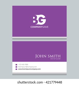 BG Logo | Business Card | Vector Graphic Branding Letter Element | White Background Abstract Design Colorful Object 