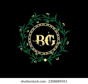 BG Logo design with unique and simple design., anniversary golden label with ribbon