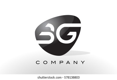 BG Logo. Letter Design Vector with Oval Shape and Black Colors.