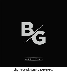 BG Logo Letter Monogram Slash with Modern logo template on Black Color and White background