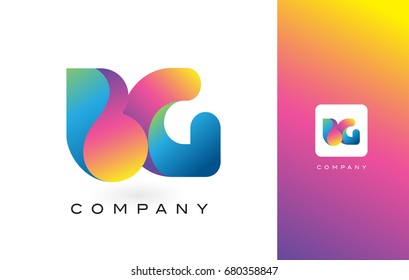 BG Logo Letter With Rainbow Vibrant Colors. Colorful Modern Trendy Purple and Magenta Letters Vector Illustration.