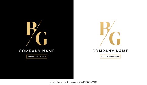 Letra del logotipo BG o el logotipo de la letra BG vector sobre fondo blanco y negro. Logo de la letra BG con concepto de go. Elegante logo de la letra BG de color dorado. Adecuado para logotipos de empresa con las iniciales B y G.