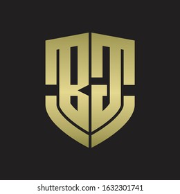 BG Logo monogram with emblem shield shape design isolated gold colors on black background