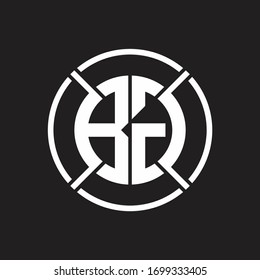 BG Logo monogram with four part circle slash rounded design template