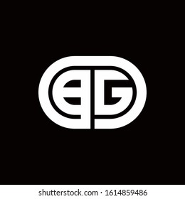 BG monogram logo with an oval style on a black background	