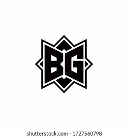 BG monogram logo with square rotate style outline design template