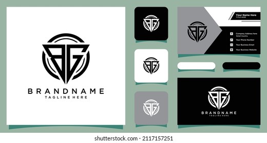 BG triangle letter logo design vector with business card design