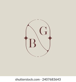 BG wedding classic in elegant monogram with high quality professional design that will print well