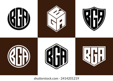 BGA initial letter geometric shape icon logo design vector. monogram, lettermark, circle, polygon, shield, symbol, emblem, elegant, abstract, wordmark, sign, art, typography, icon, geometric, shape
