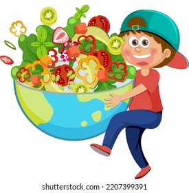 A bgirl holding a big salad bowl illustration