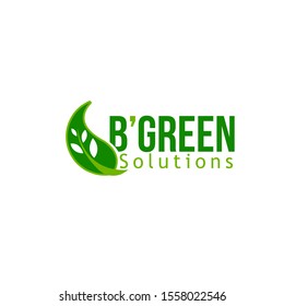 b-green solution product logo design vector template. Leaf icon