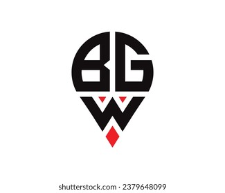 BGW-Buchstaben Form Logo Design. BGW-Brief-Standort Logo einfach Design.