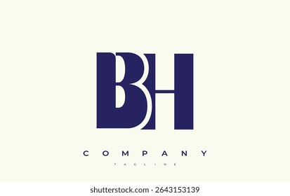 BH Abstract Geometric Logo Design. Modern and elegant logo design with simplistic typography elements, showcasing branding excellence.