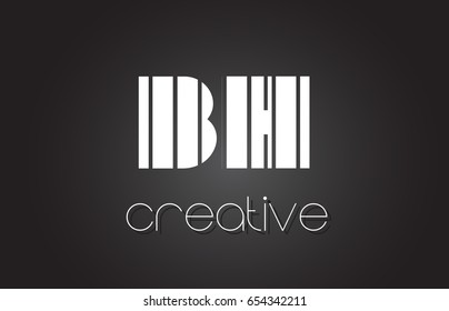 BH B H Creative Letter Logo Design With White and Black Lines.